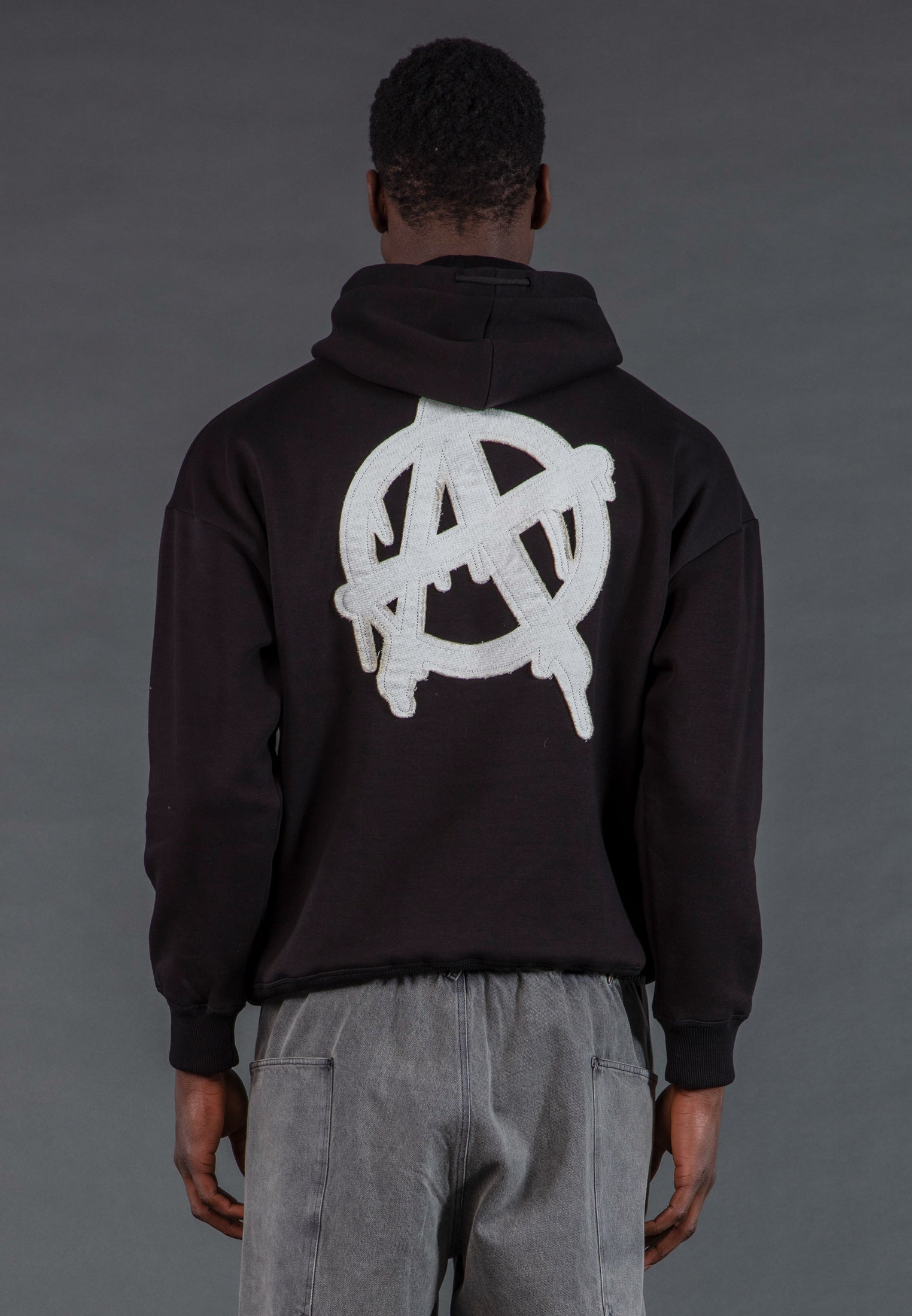ANARCHY APPLIQUE HOODIE BLACK & OFF WHITE
