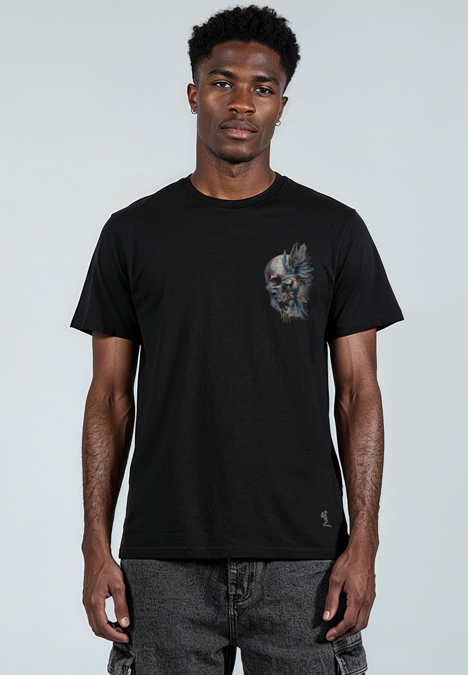 WATER COLOUR SKULL T-SHIRT BLACK