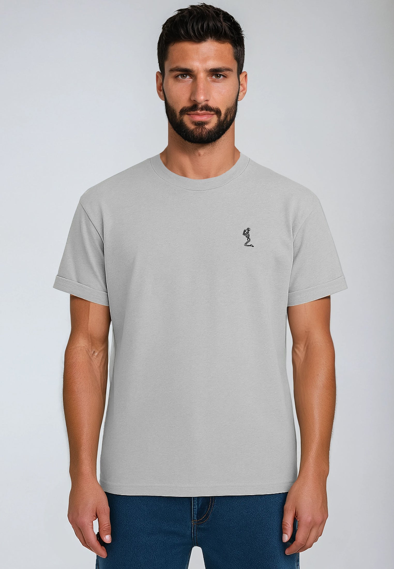 ESSENTIAL ROLLED CUFF T-SHIRT LIGHT GREY
