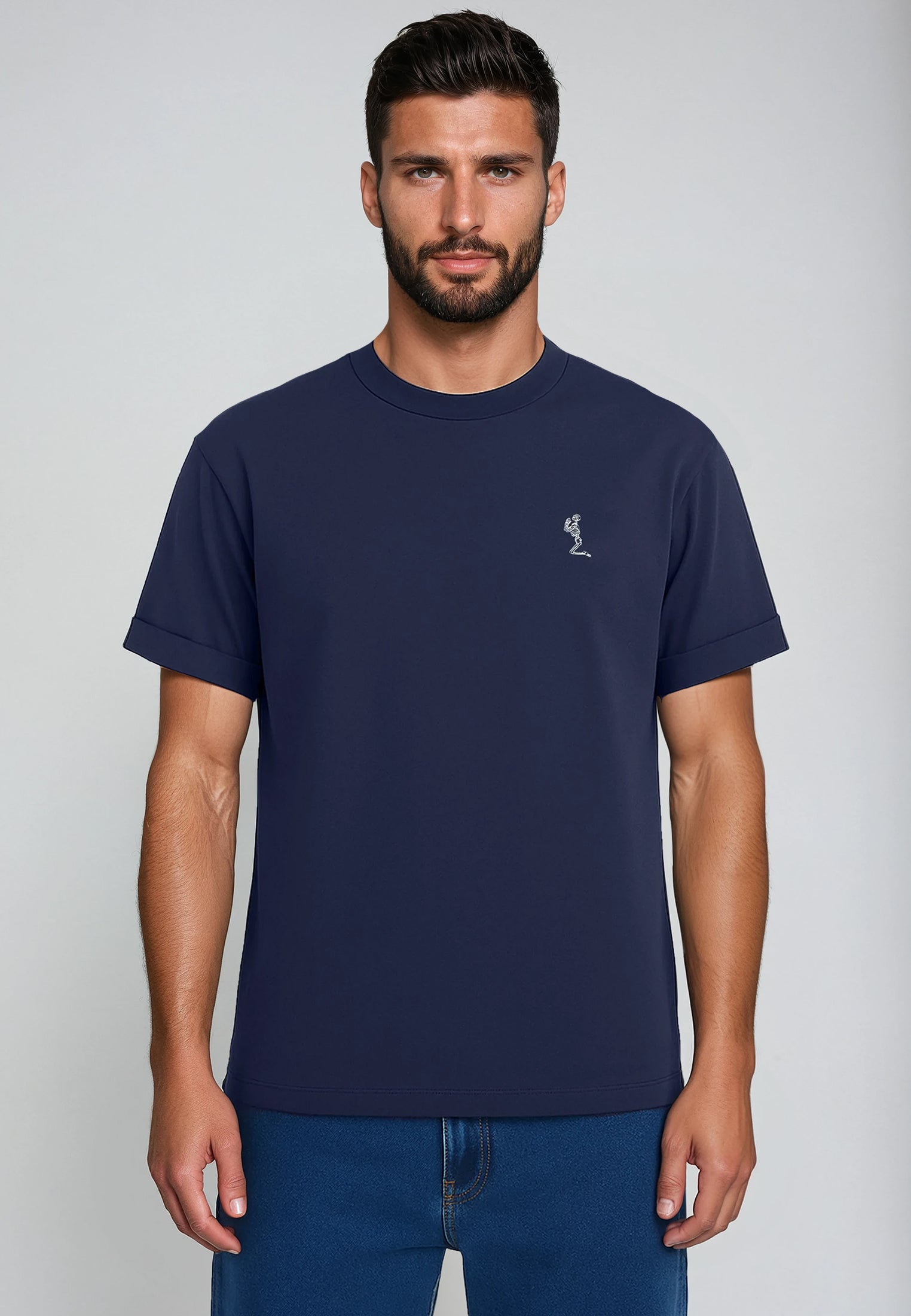 ESSENTIAL ROLLED CUFF T-SHIRT INDIGO