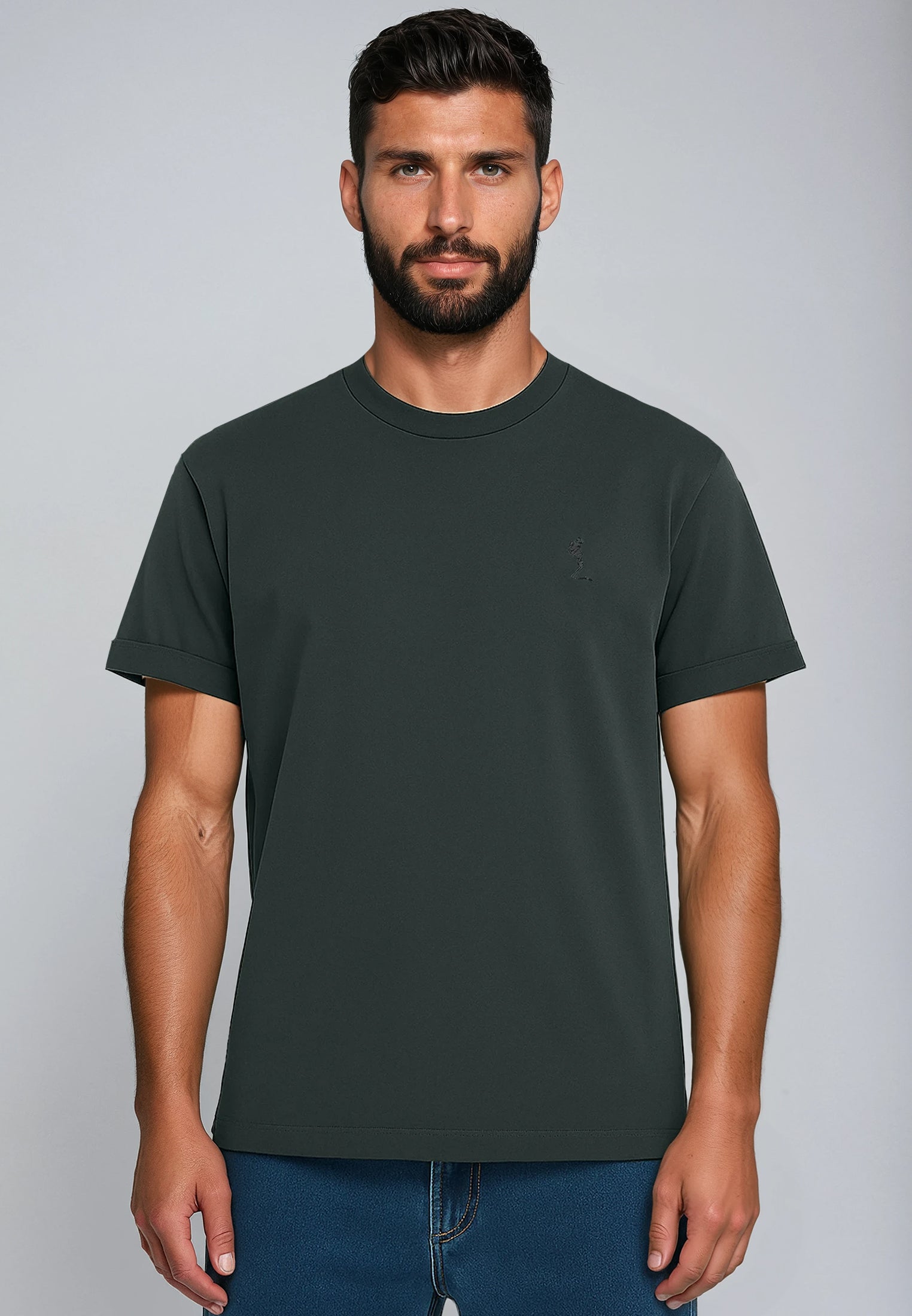 ESSENTIAL ROLLED CUFF T-SHIRT COAL