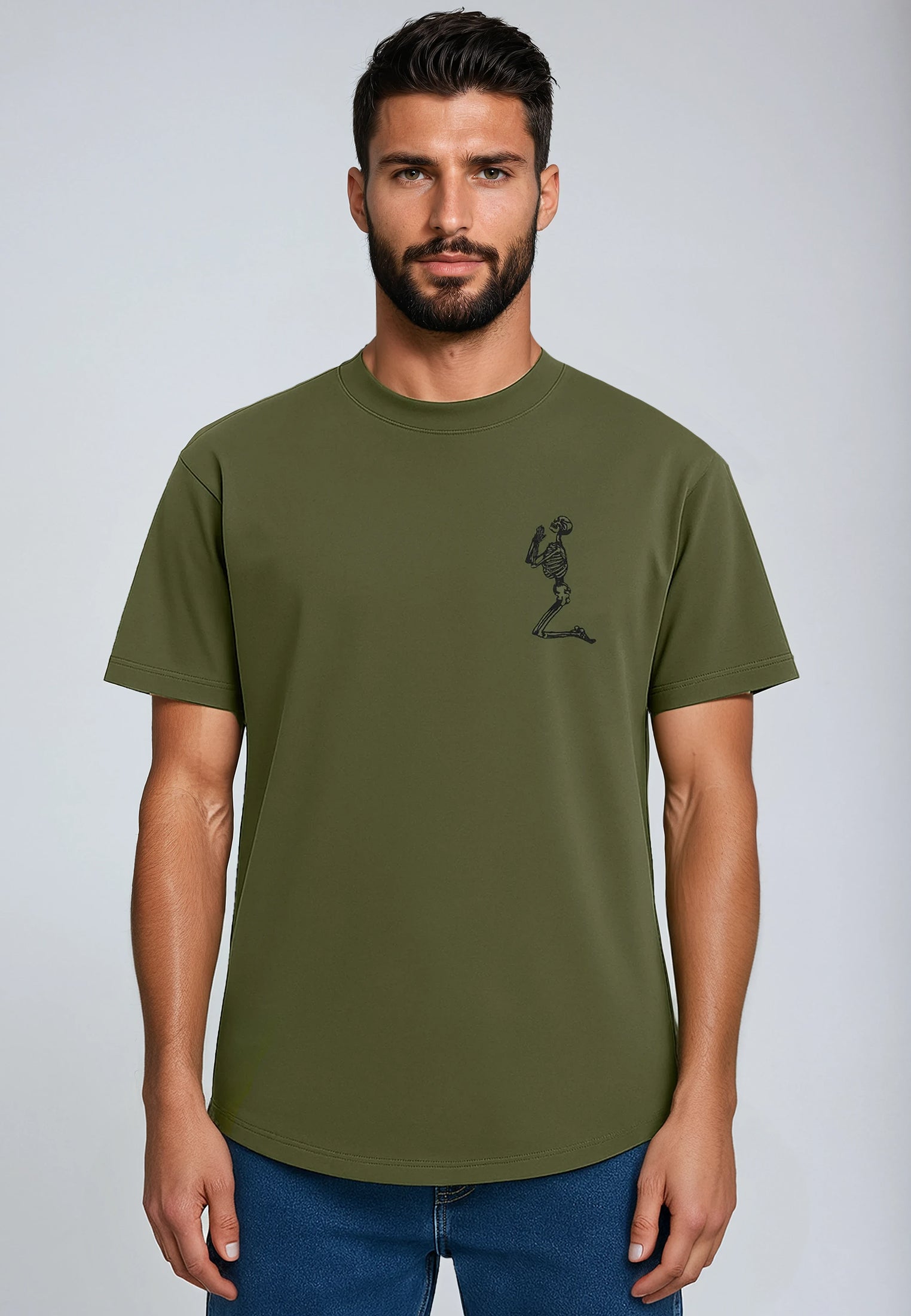 ESSENTIAL BIG SKELETON ARMY GREEN T-SHIRT