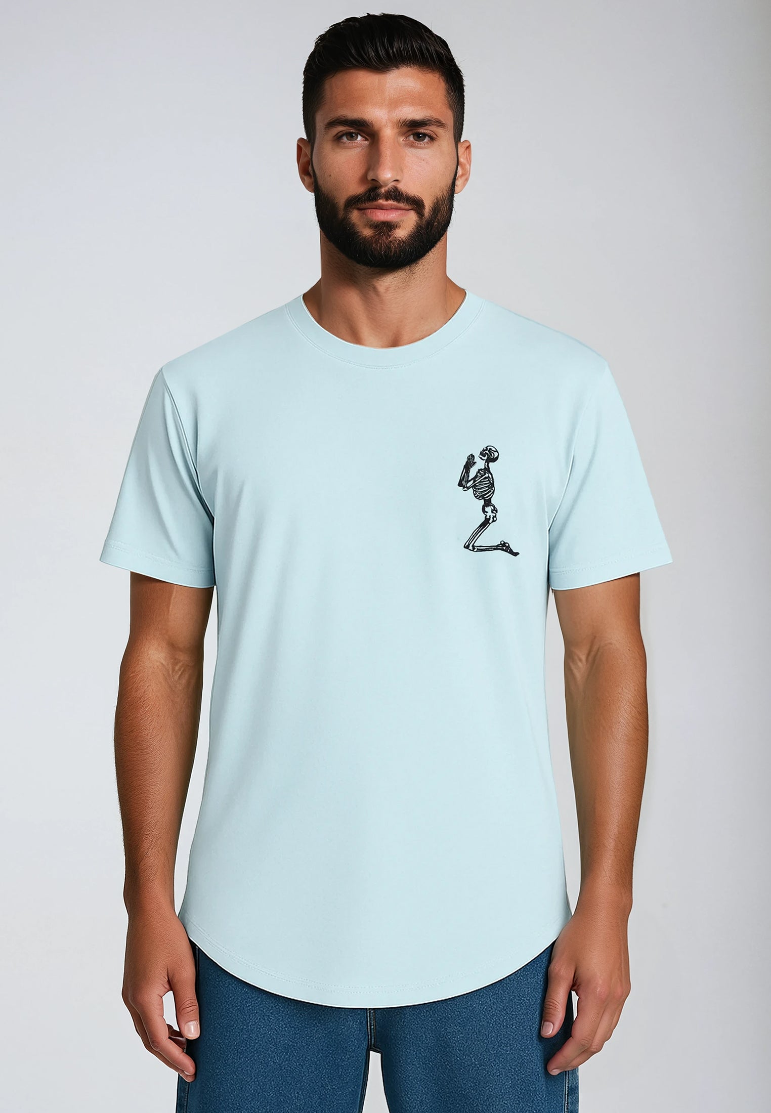 ESSENTIAL BIG SKELETON PALE BLUE T-SHIRT