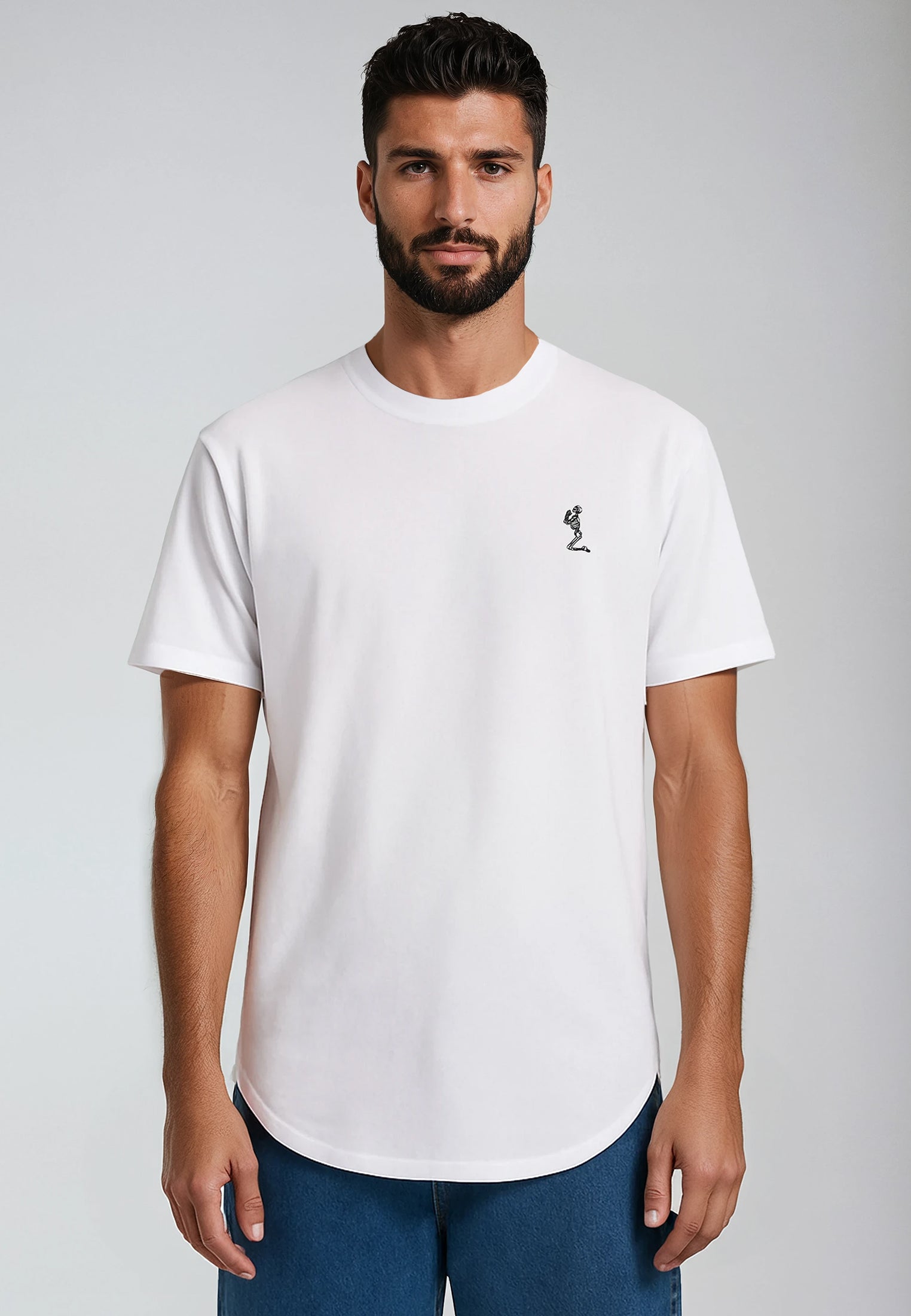 ESSENTIAL SWAG CURVED HEM OFF WHITE T-SHIRT