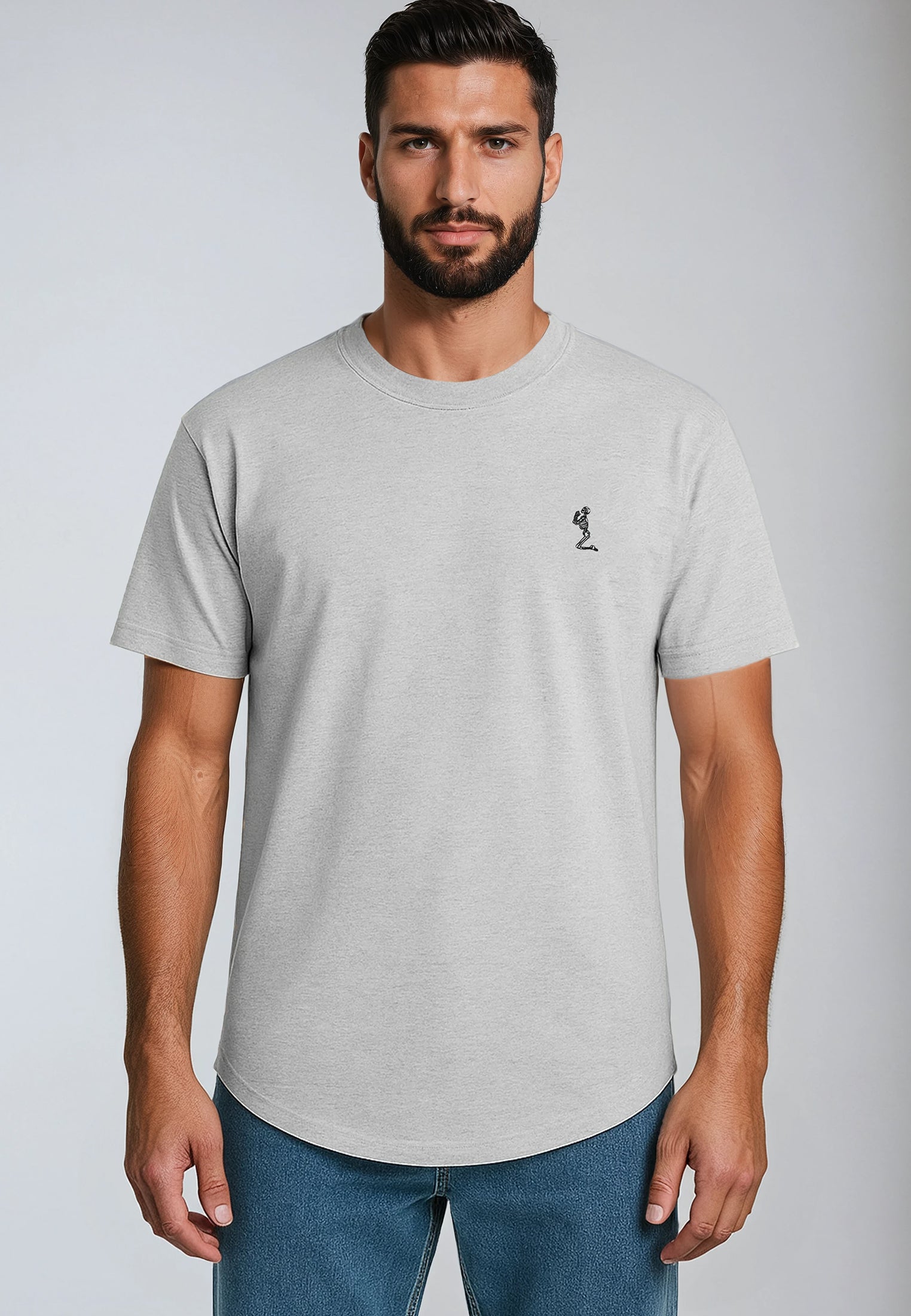 ESSENTIAL SWAG CURVED HEM  LIGHT GREY T-SHIRT