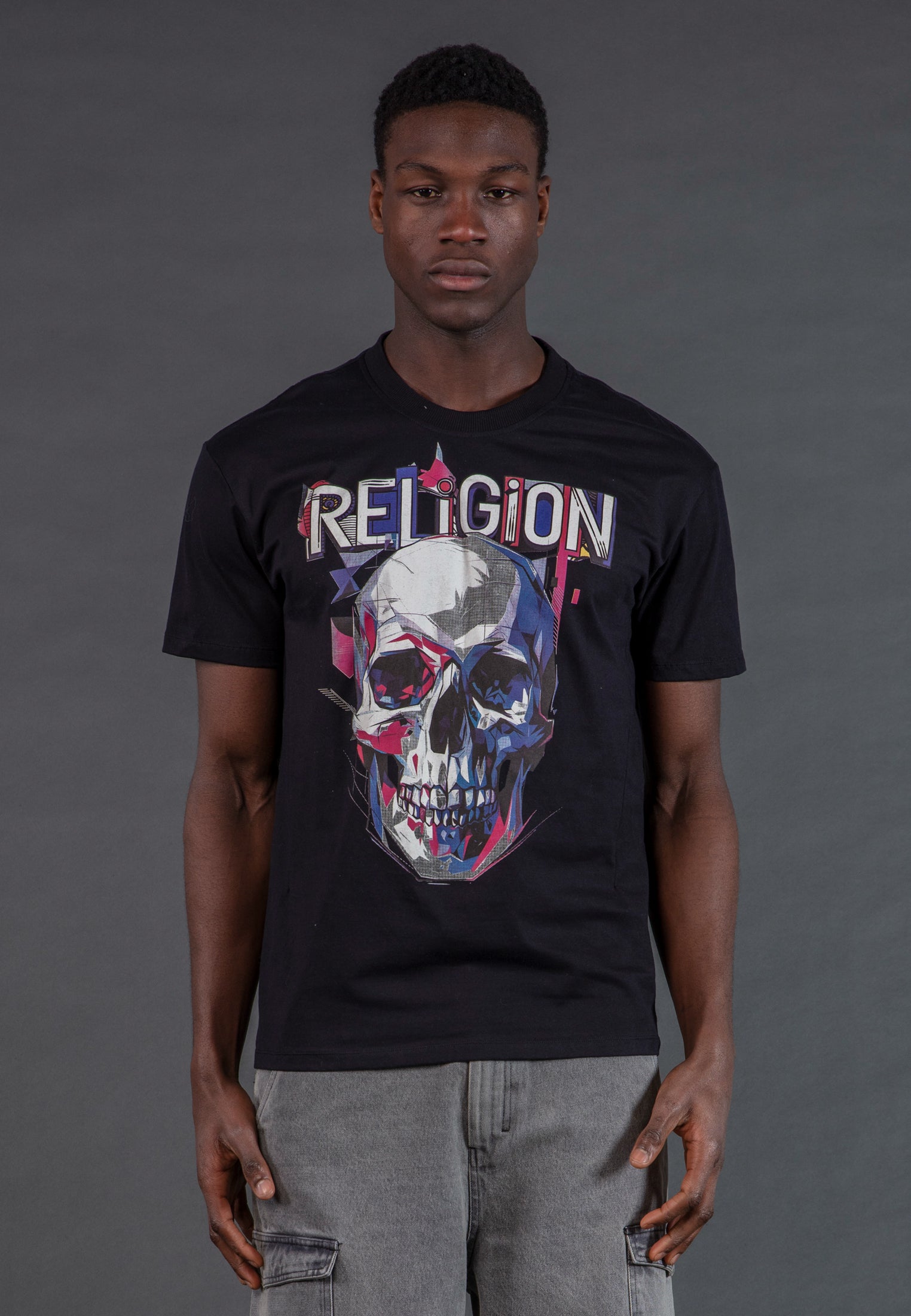 GEOMETRIC SKULL T-SHIRT BLACK