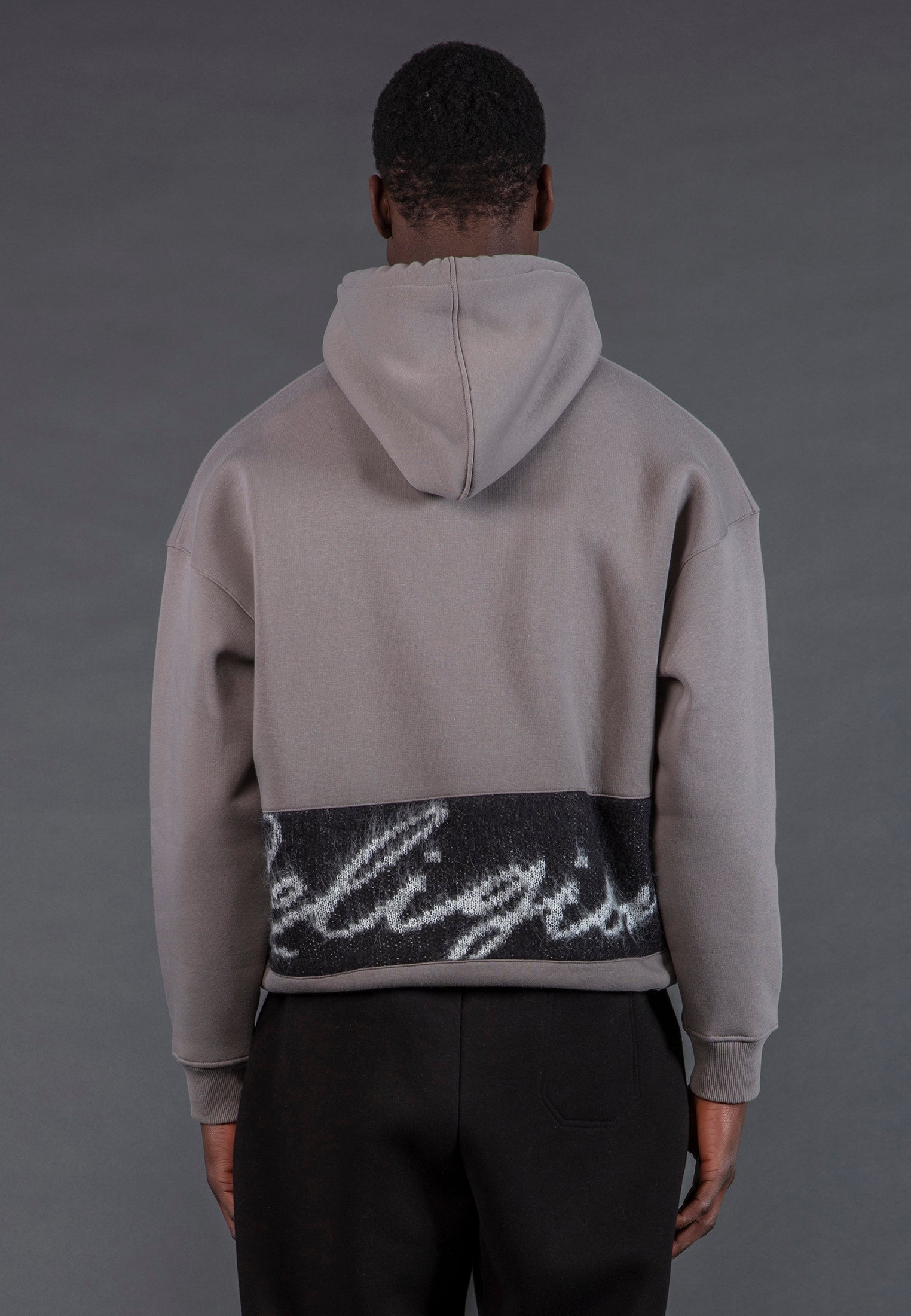 KNITTED RELIGION HOODIE CEMENT GREY