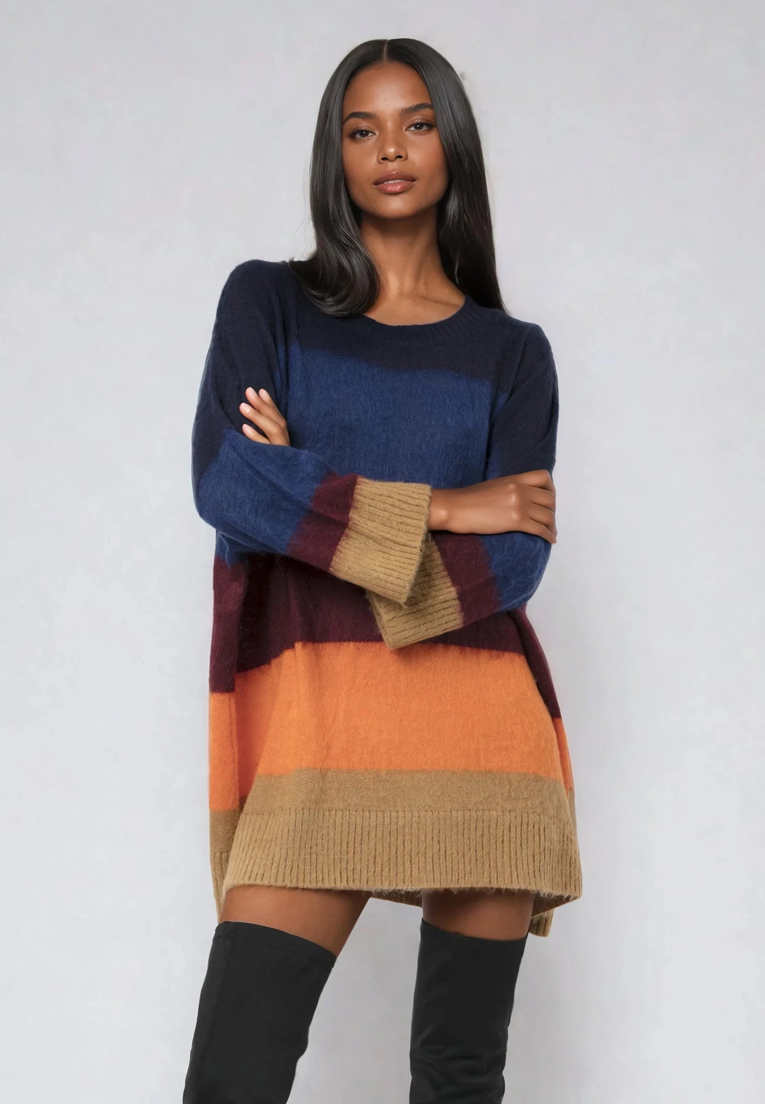 CRESCENT JUMPER DRESS BLOCK STRIPE