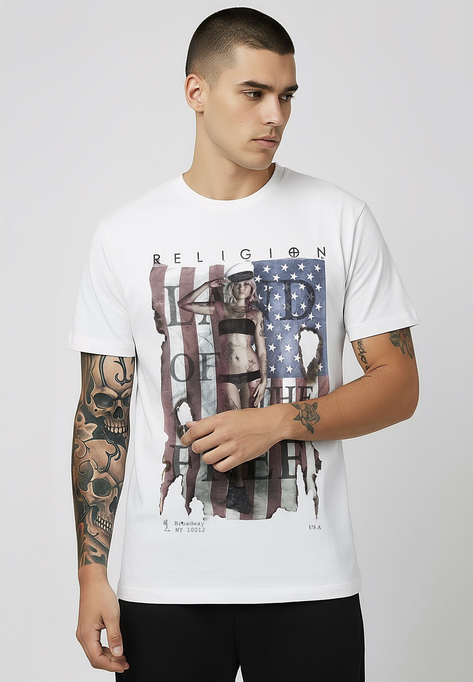 LAND OF THE FREE WHITE T-SHIRT