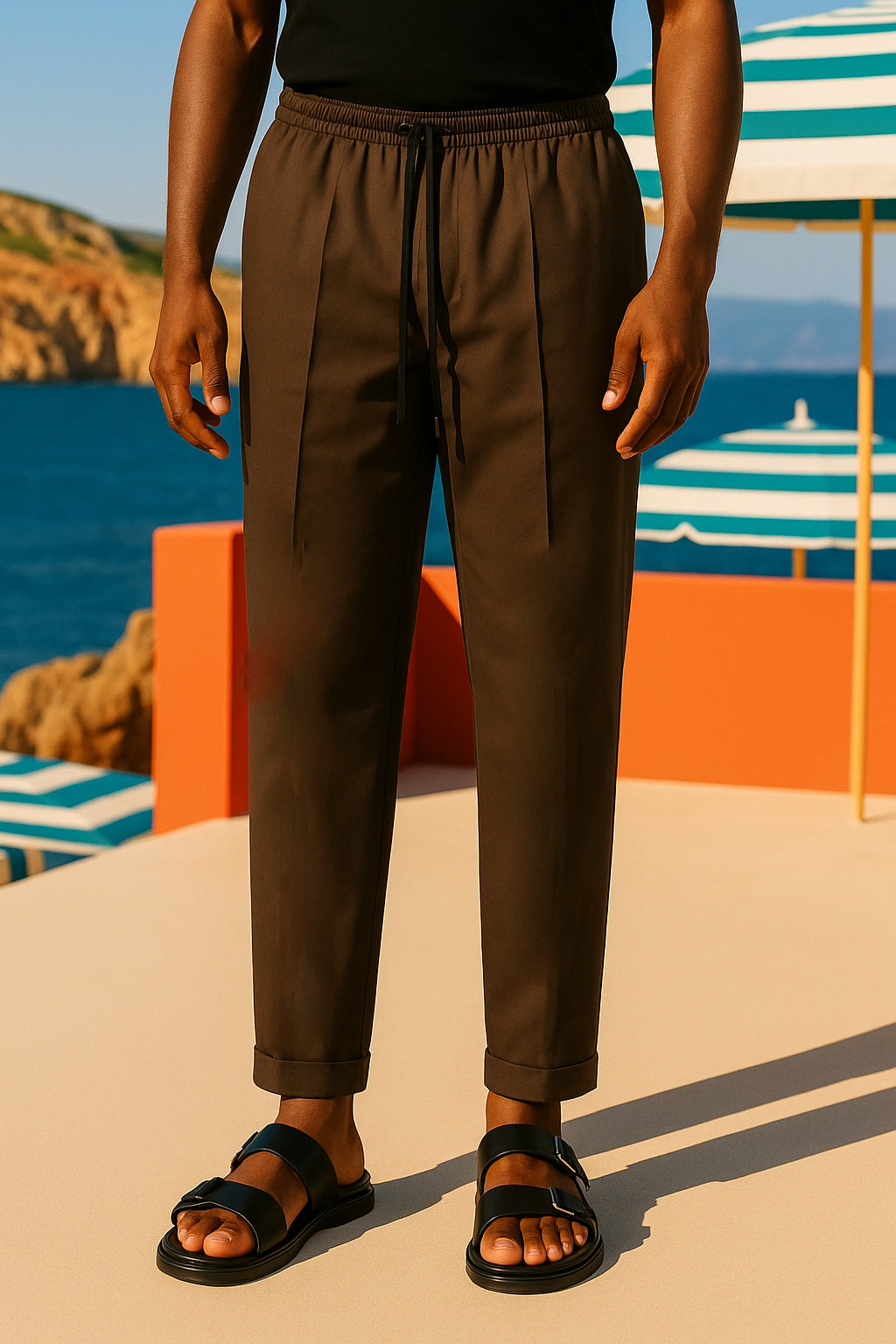 SAINT-TROPEZ PLEATED HOLIDAY TROUSERS CHOCOLATE