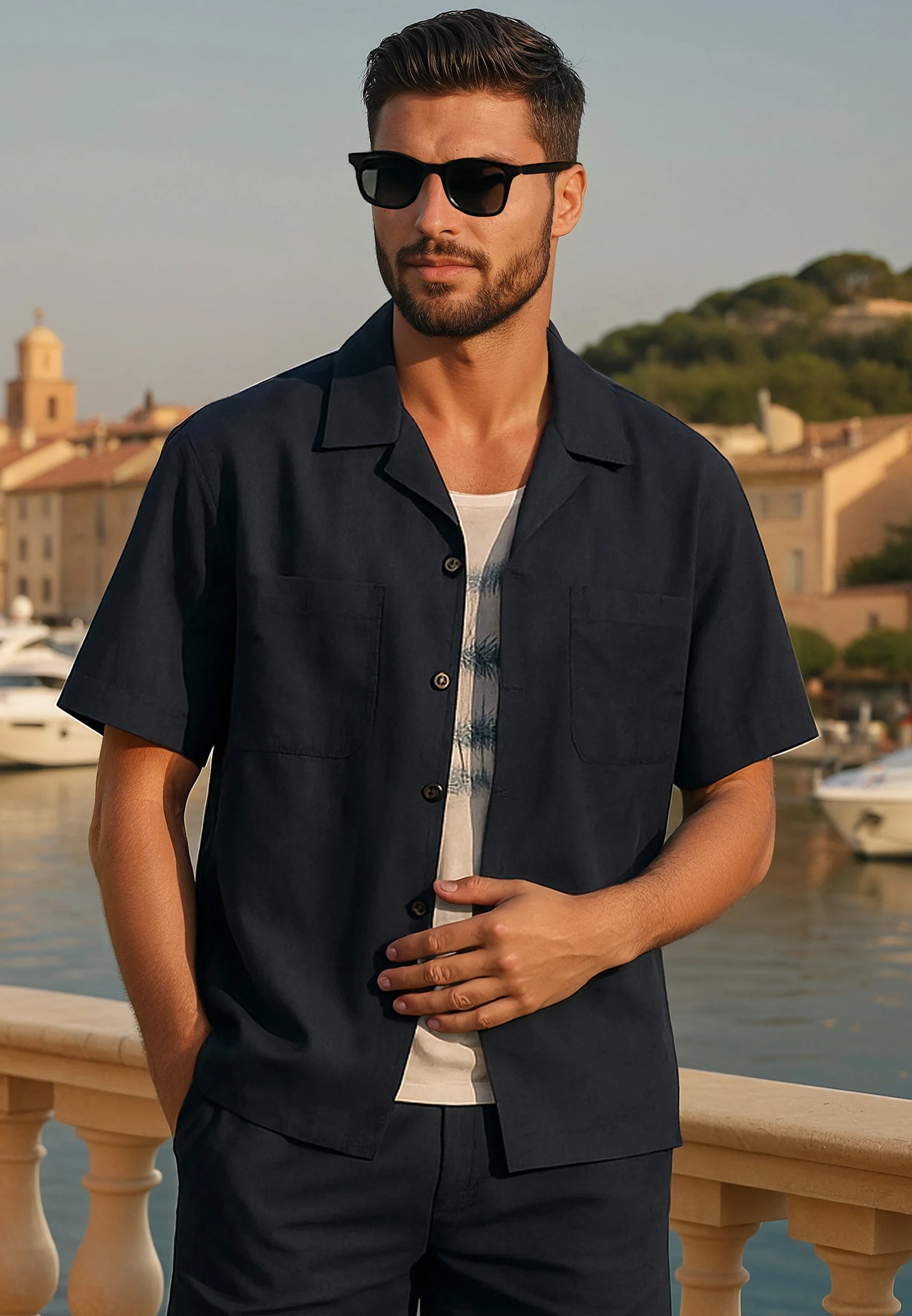 SAINT-TROPEZ LIGHTWEIGHT HOLIDAY SHIRT MIDNIGHT