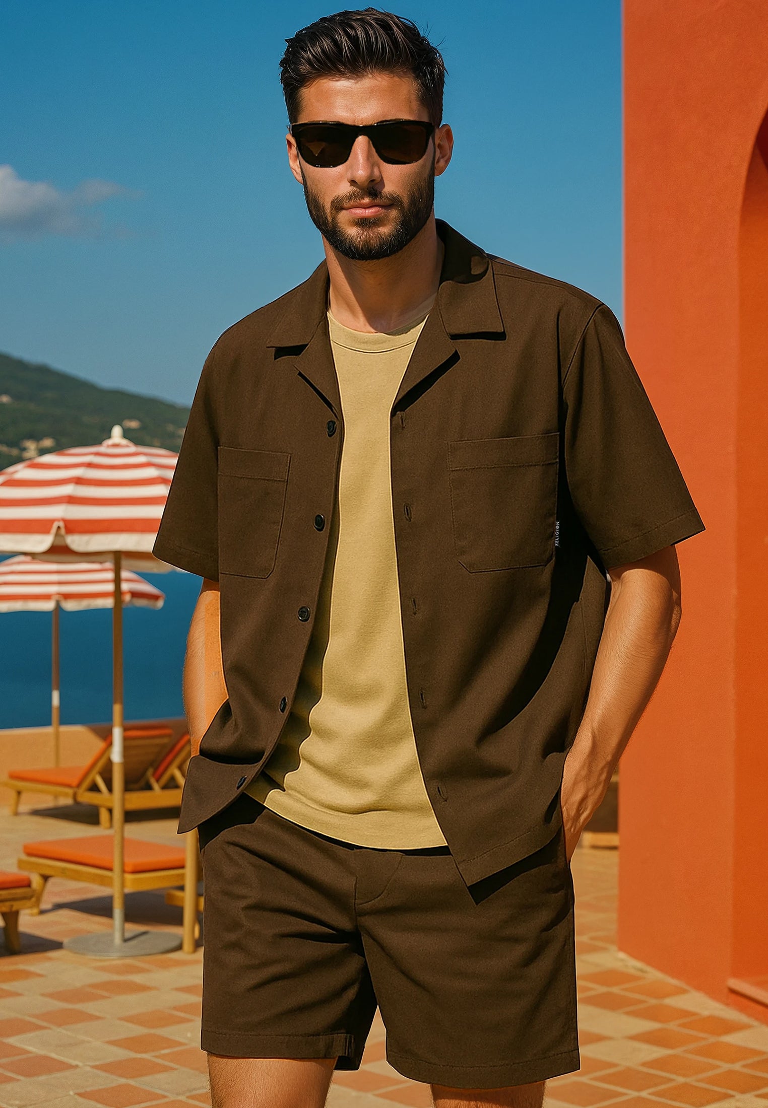 SAINT-TROPEZ LIGHTWEIGHT HOLIDAY SHIRT CHOCOLATE