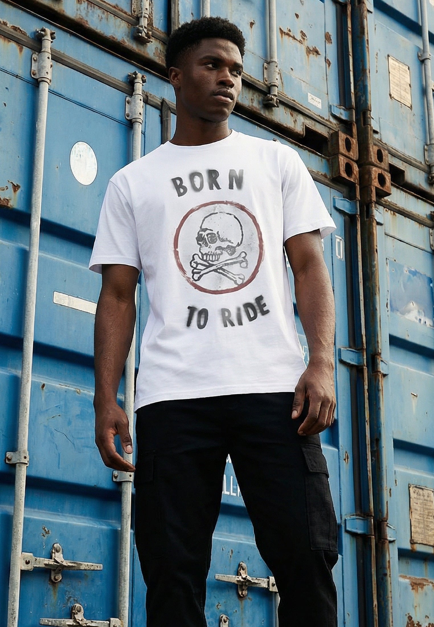 BORN TO RIDE T-SHIRT WHITE