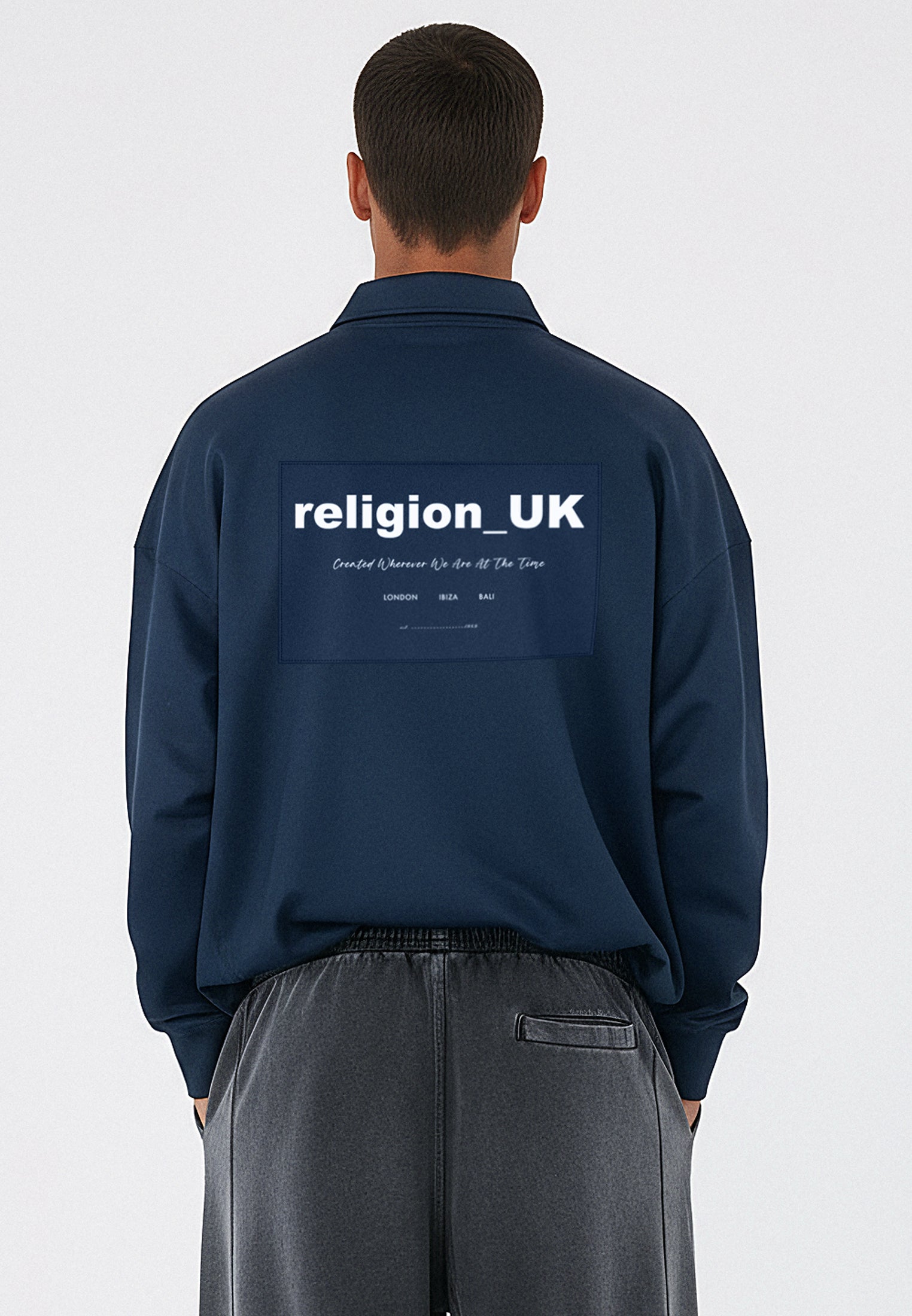 RELIGION UK CROPPED ZIP SWEATSHIRT DARK NAVY