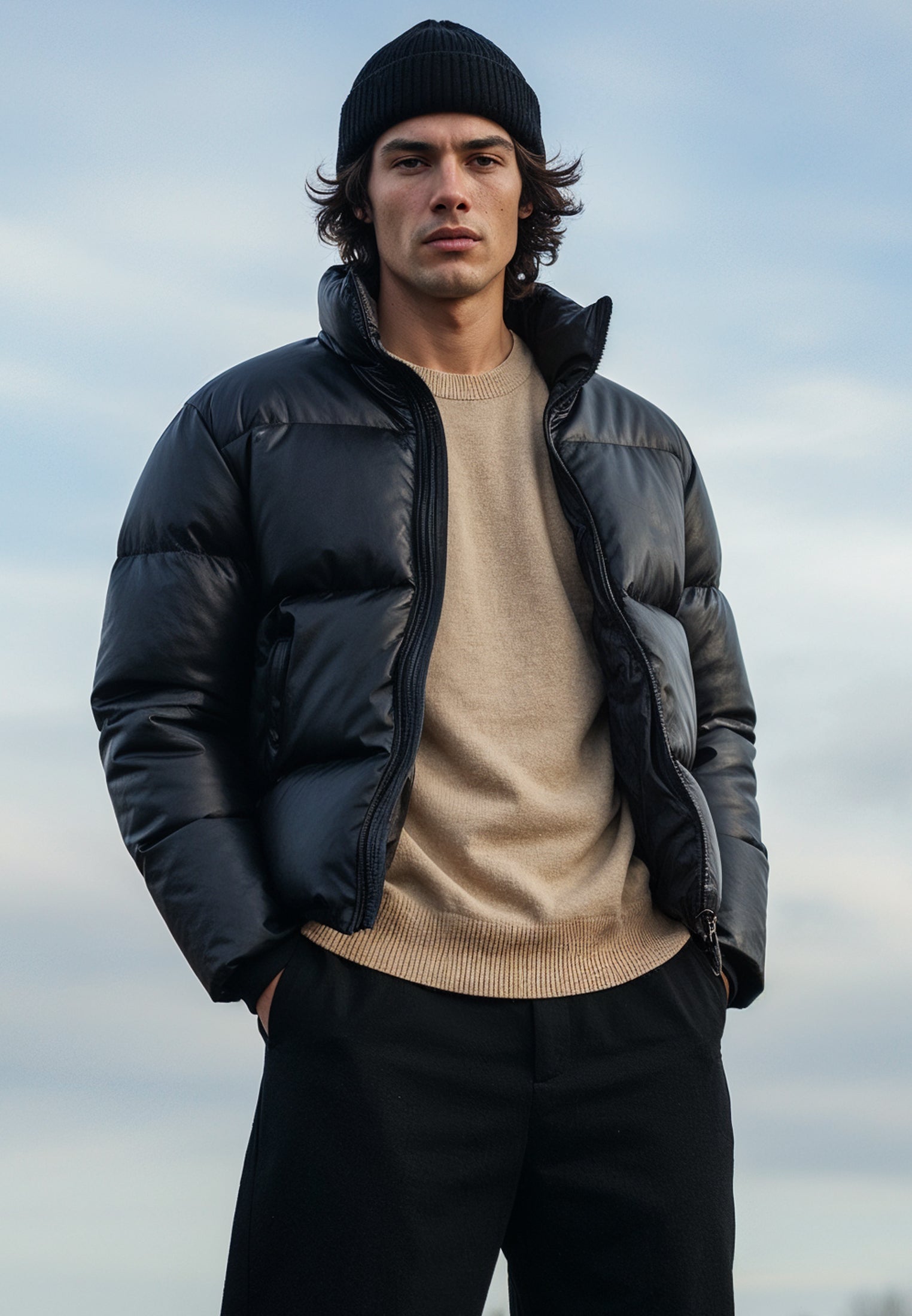 PU PUFFER JACKET BLACK