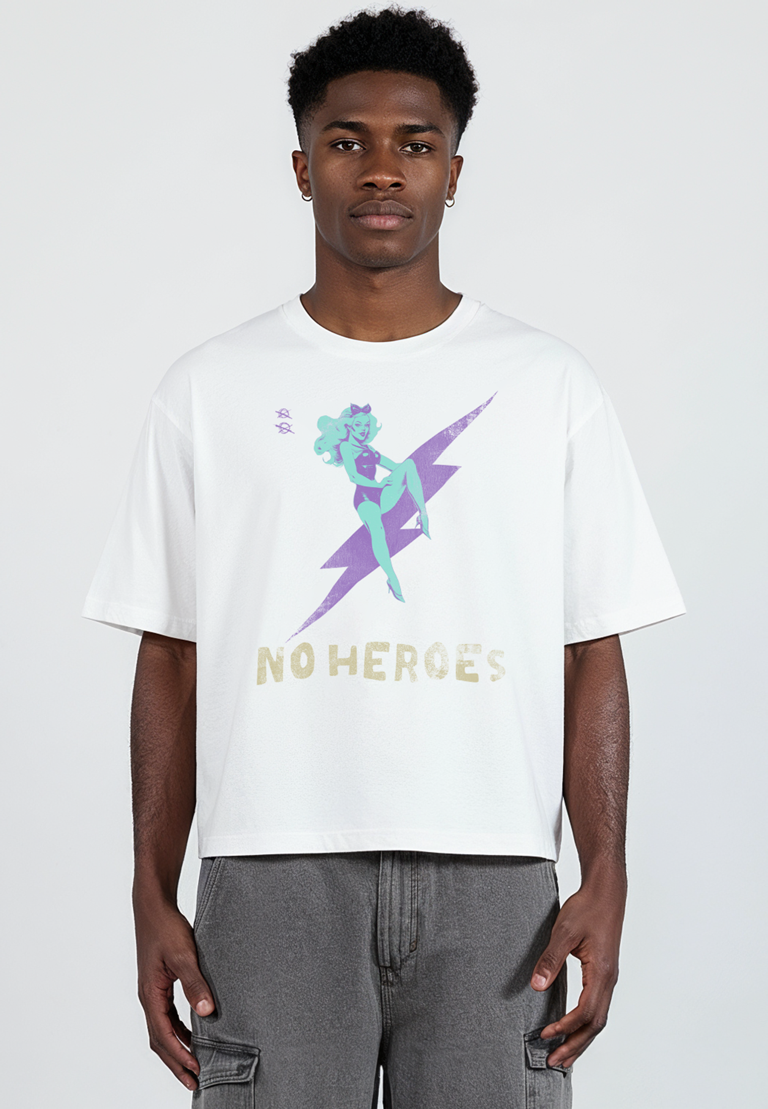 NO HEROES CROP T-SHIRT WHITE