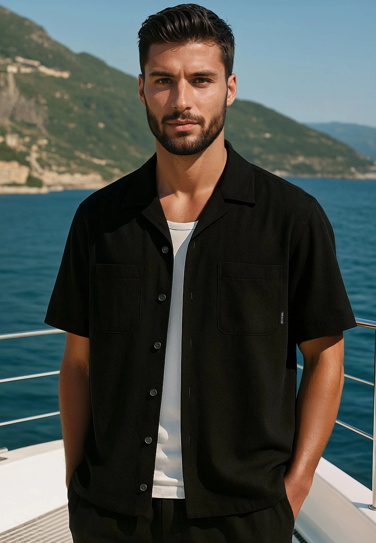 MONACO DOUBLE POCKET HOLIDAY SHIRT MIDNIGHT