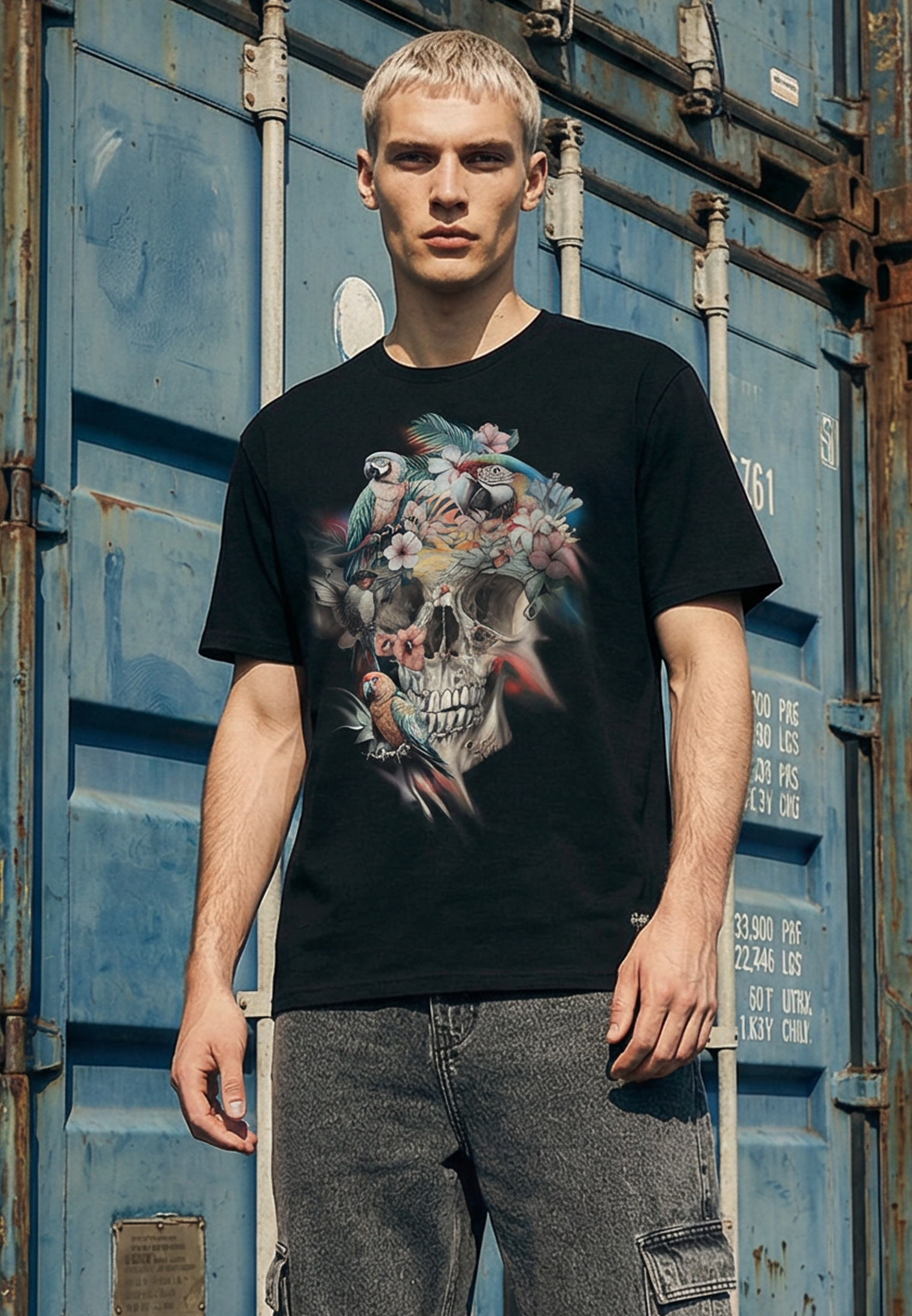 SKULL PARROT T-SHIRT BLACK